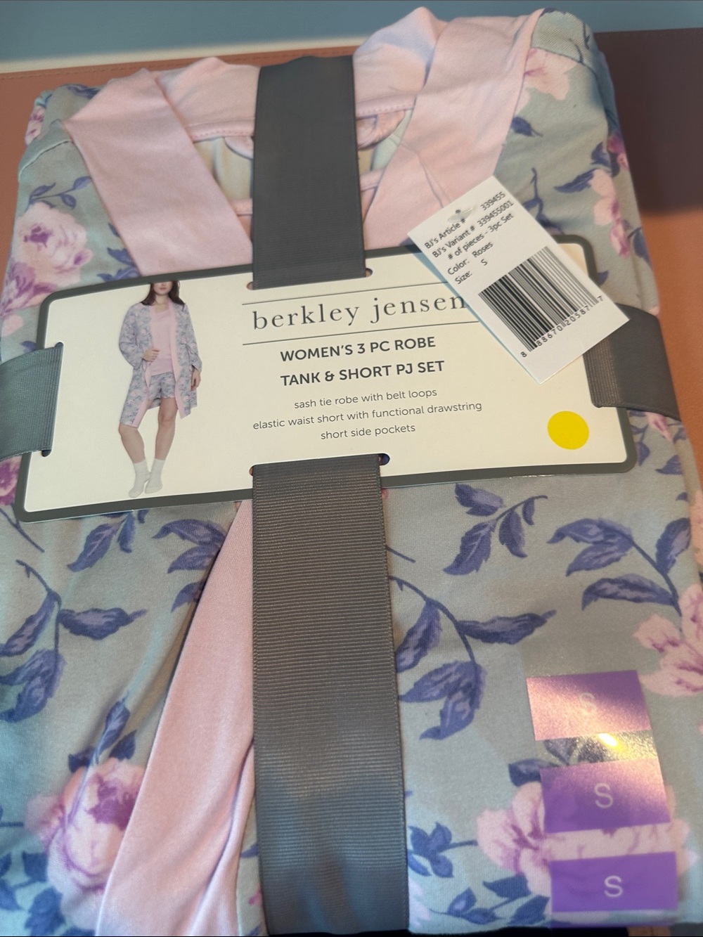 Women's 3-Piece Floral Tank & Short PJ Set - Pink/Gray